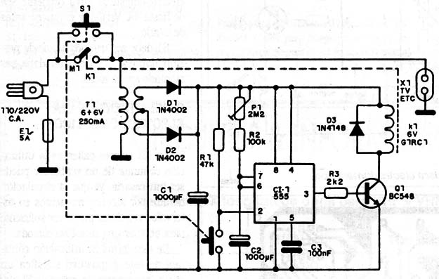 Circuito del timer para TV y sistema de sonidos.
Circuito del timer para TV y sistema de sonidos.
