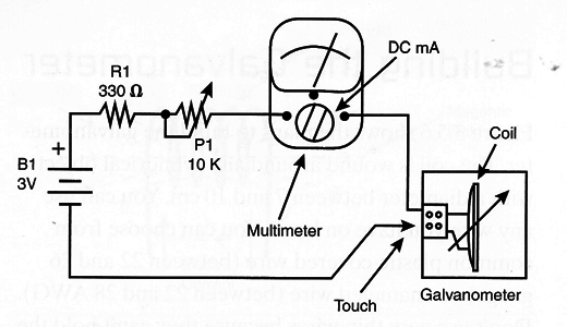Figure 9 - Using a multimeter to determine the galvanomete’ls sensitivity.
Figure 9 - Using a multimeter to determine the galvanomete’ls sensitivity.