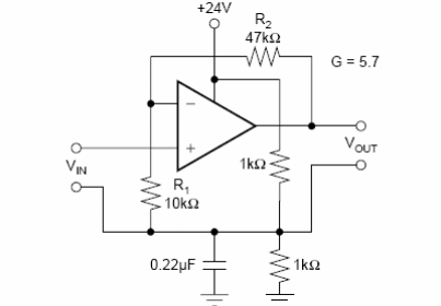 Figura 4 - Tierra virtual obtenida con un divisor resistivo, sin el uso de diodo zener.
Figura 4 - Tierra virtual obtenida con un divisor resistivo, sin el uso de diodo zener.