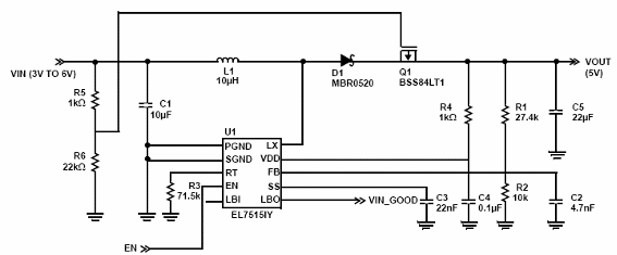 Figura 2 - Configuración de mayor rendimiento utilizando un PFET en lugar de un LDO.
Figura 2 - Configuración de mayor rendimiento utilizando un PFET en lugar de un LDO.