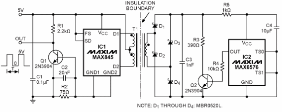 Figura 1 - Circuito del sensor aislado de temperatura.
Figura 1 - Circuito del sensor aislado de temperatura.