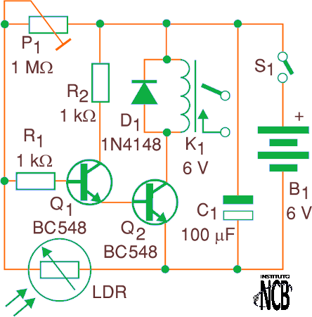 Figura 1 - Diagrama completo del relé fotoeléctrico
Figura 1 - Diagrama completo del relé fotoeléctrico