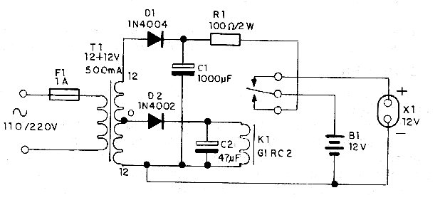 Figura 1 - Diagrama completo del sistema de luz de emergencia.
Figura 1 - Diagrama completo del sistema de luz de emergencia.