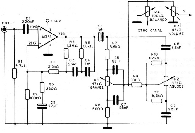 Figura 4 - Diagrama de 1 canal del preamplificador
Figura 4 - Diagrama de 1 canal del preamplificador