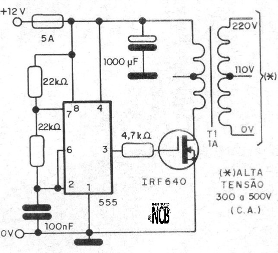 Figura 1 - Inversor para producir alta tensión
Figura 1 - Inversor para producir alta tensión