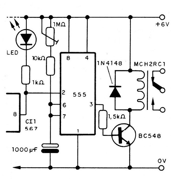 Fig. 4 - Circuito para operación independiente del sistema, con temporización propia.
Fig. 4 - Circuito para operación independiente del sistema, con temporización propia.