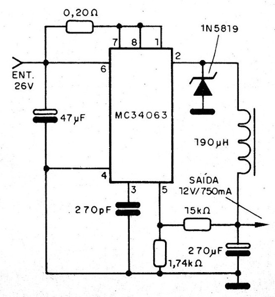 Figura 5 - Regulador conmutado a 12 V
Figura 5 - Regulador conmutado a 12 V