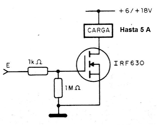 Figura 4 - Circuito con MOSFET de potencia
Figura 4 - Circuito con MOSFET de potencia