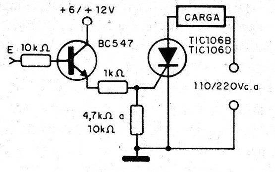 Figura 7 - Control de carga de alta tensión sin relé
Figura 7 - Control de carga de alta tensión sin relé