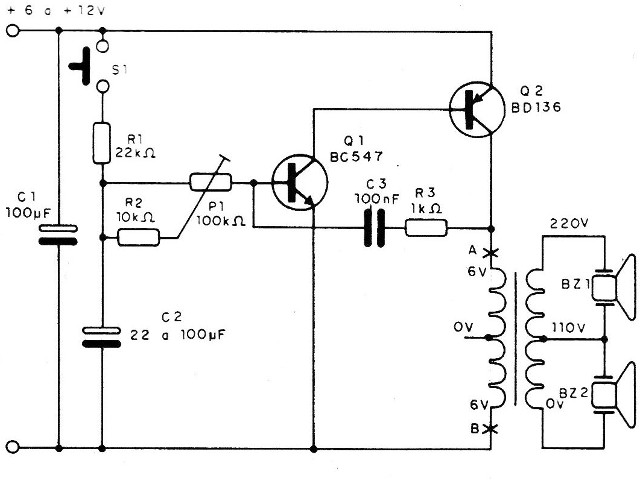 Figura 6 - Sirena con transductores piezoeléctricos
Figura 6 - Sirena con transductores piezoeléctricos