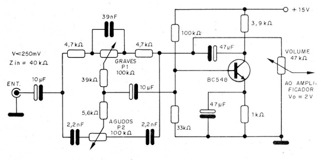 Figura 8 - Preamplificador con control de tono
Figura 8 - Preamplificador con control de tono