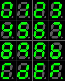 Figura 16 – Displays de 7 segmentos muestra la visualización de la numeración en hexadecimal.
Figura 16 – Displays de 7 segmentos muestra la visualización de la numeración en hexadecimal.