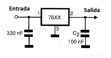 Figura 114 – Circuito básico con el regulador 78xx
Figura 114 – Circuito básico con el regulador 78xx