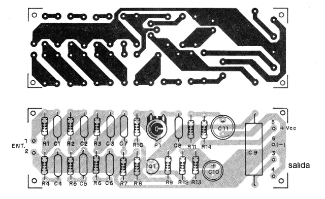 Figura 3 - Placa de circuito impreso para el montaje
Figura 3 - Placa de circuito impreso para el montaje