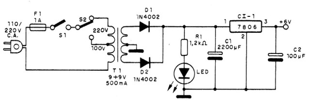 Figura 3 - Fuente para 6 V
Figura 3 - Fuente para 6 V