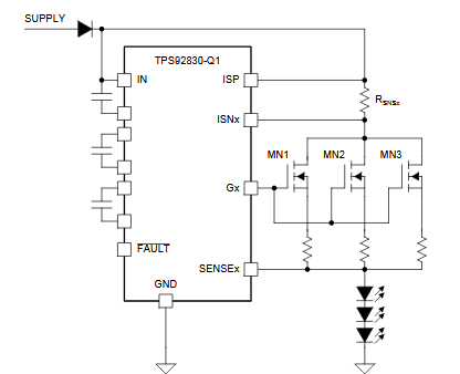 Figura 3- Excitación de MOSFETs en paralelo
Figura 3- Excitación de MOSFETs en paralelo