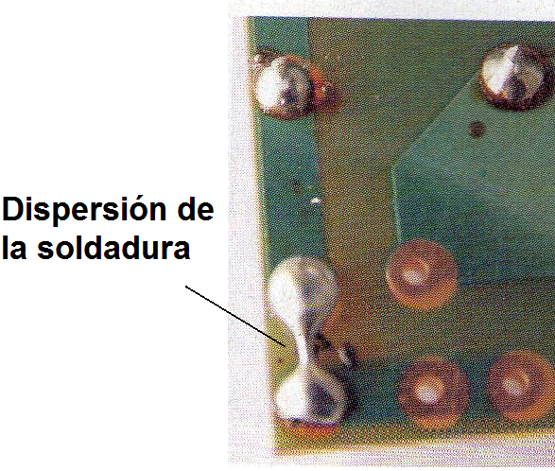 Figura 7 - Puente causado por la dispersión de soldadura - debe ser removido
Figura 7 - Puente causado por la dispersión de soldadura - debe ser removido