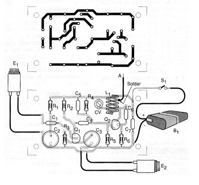 Figura 2 - Placa de circuito impreso para el montaje.
Figura 2 - Placa de circuito impreso para el montaje.