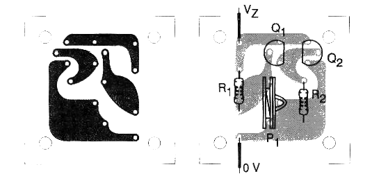 Figura 2 - Placa de circuito impreso para el montaje del zener ajustable.
Figura 2 - Placa de circuito impreso para el montaje del zener ajustable.