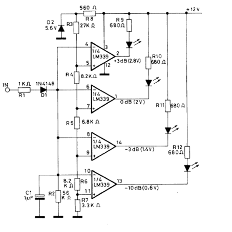 Figura 1 - Diagrama completo del VU-Meter
Figura 1 - Diagrama completo del VU-Meter