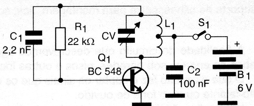 Figura 3 - Diagrama completo del oscilador detector de metales
Figura 3 - Diagrama completo del oscilador detector de metales