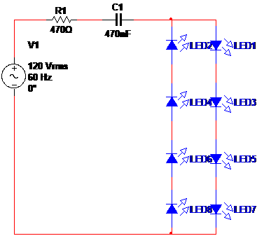 Figura 3 - de 4 a 20 LED se pueden utilizar en este circuito
Figura 3 - de 4 a 20 LED se pueden utilizar en este circuito