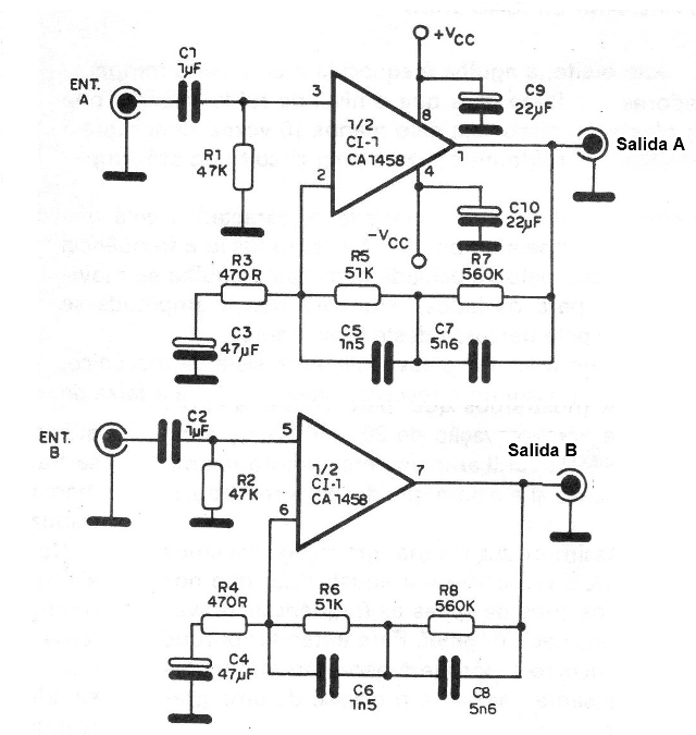 Figura 2 - Diagrama del preamplificador
Figura 2 - Diagrama del preamplificador