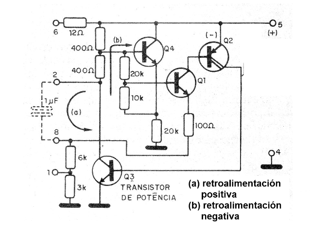 Figura 2 - Circuito interno equivalente al LM3909
Figura 2 - Circuito interno equivalente al LM3909