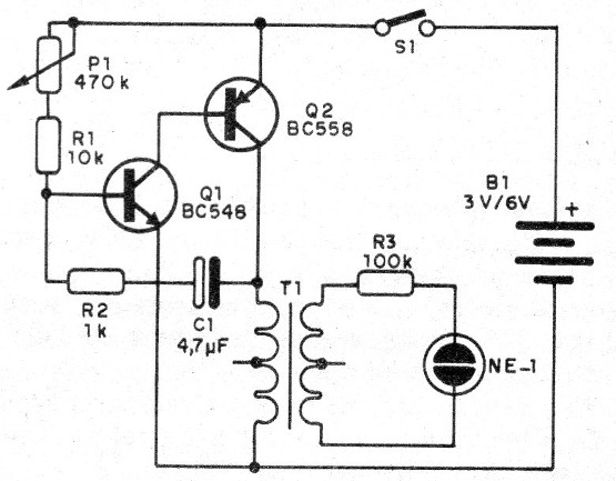 Figura 1 - Diagrama del indicador de neón
Figura 1 - Diagrama del indicador de neón