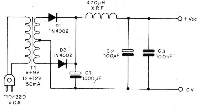Figura 3 - Fuente de alimentación para el circuito
Figura 3 - Fuente de alimentación para el circuito