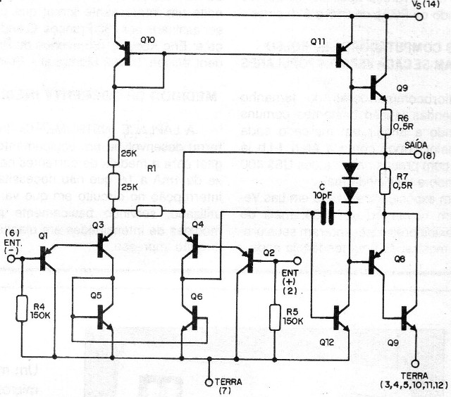 Figura 2 - Circuito interno del LM380
Figura 2 - Circuito interno del LM380