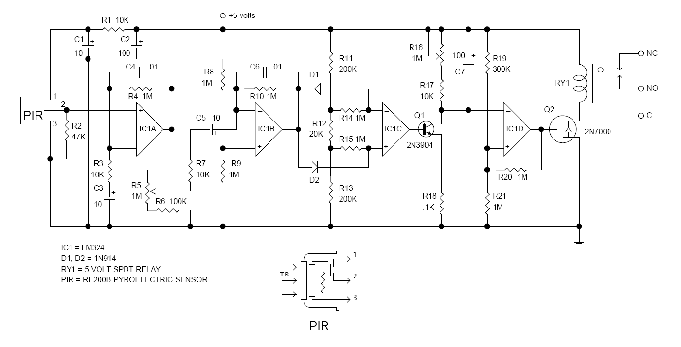 Figura 6 - Circuito del detector sugerido por el propio fabricante del sensor.
Figura 6 - Circuito del detector sugerido por el propio fabricante del sensor.