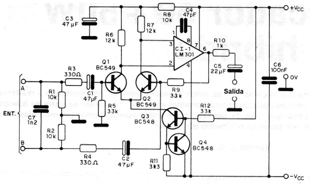 Figura 3 - Diagrama completo del preamplificador
Figura 3 - Diagrama completo del preamplificador
