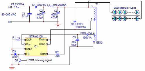 Figura 1- Diagrama del conductor de LEDs.
Figura 1- Diagrama del conductor de LEDs.