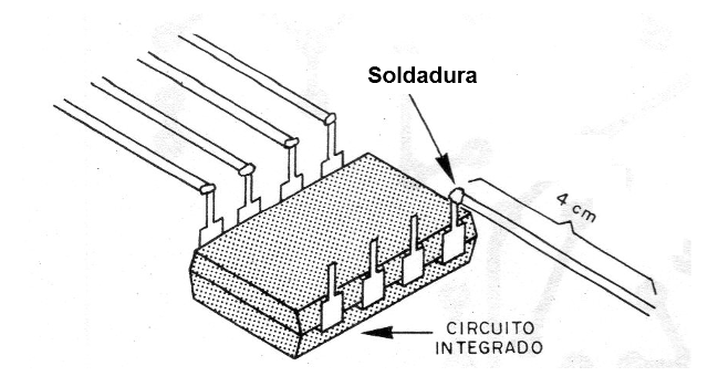 Figura 16 - Montaje del circuito integrado en puente de terminales
Figura 16 - Montaje del circuito integrado en puente de terminales