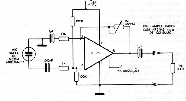 Figura 2 - Preamplificador para micrófono
Figura 2 - Preamplificador para micrófono
