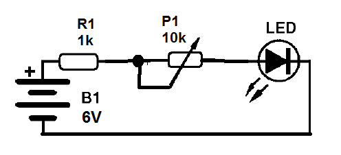 Figura 4 - Control de un LED con un reóstato
Figura 4 - Control de un LED con un reóstato