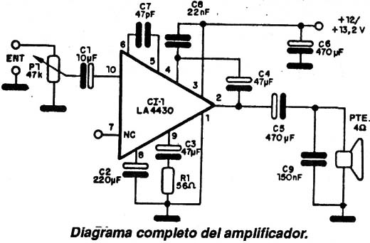 Diagrama completo del amplificador
Diagrama completo del amplificador