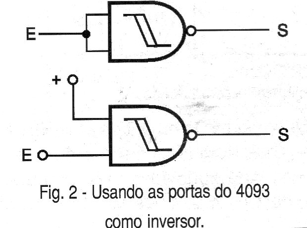 Usando la puertas del 4093 como inversor.
Usando la puertas del 4093 como inversor.