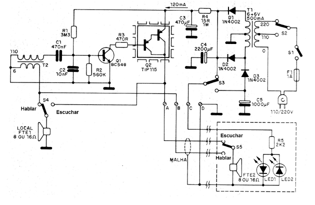 Figura 2 - Diagrama completo del interfono
Figura 2 - Diagrama completo del interfono