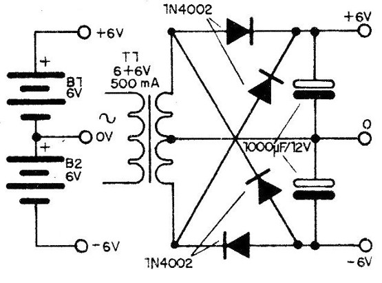 Figura 1 - Fuentes simétricas para el circuito
Figura 1 - Fuentes simétricas para el circuito