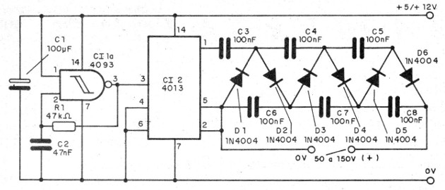 Figura 1 - Diagrama del multiplicador de tensión
Figura 1 - Diagrama del multiplicador de tensión