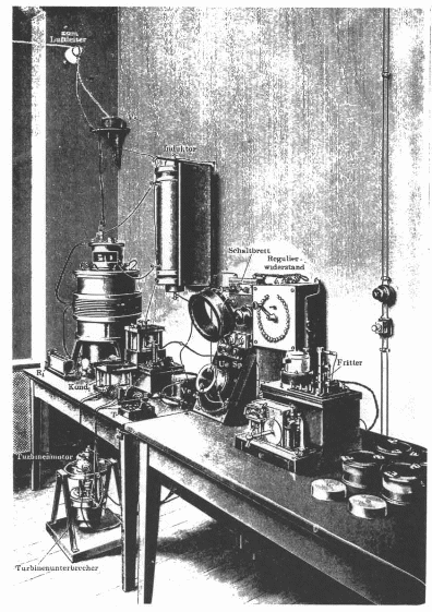 Figura 7 – Estación telegráfica Telefunken, grabado de libro en 1907
Figura 7 – Estación telegráfica Telefunken, grabado de libro en 1907