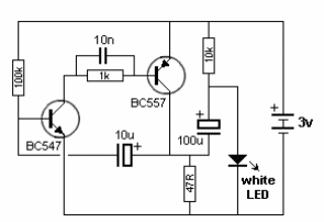 Parpadeante con LED blanco de 3 V
Parpadeante con LED blanco de 3 V