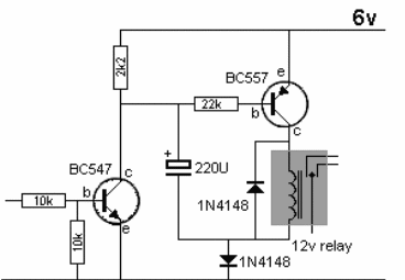 Drive de relé de 12 V con fuente de 6 V
Drive de relé de 12 V con fuente de 6 V