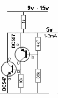Diodo Zener de 5V con transistores
Diodo Zener de 5V con transistores