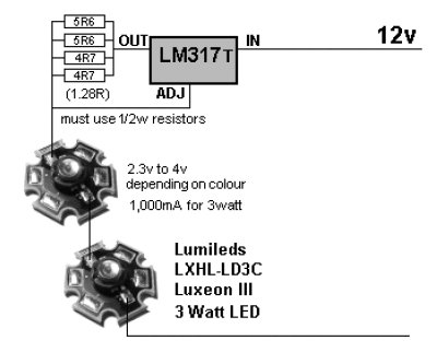 Fuente de corriente constante LED de 3W LM317
Fuente de corriente constante LED de 3W LM317