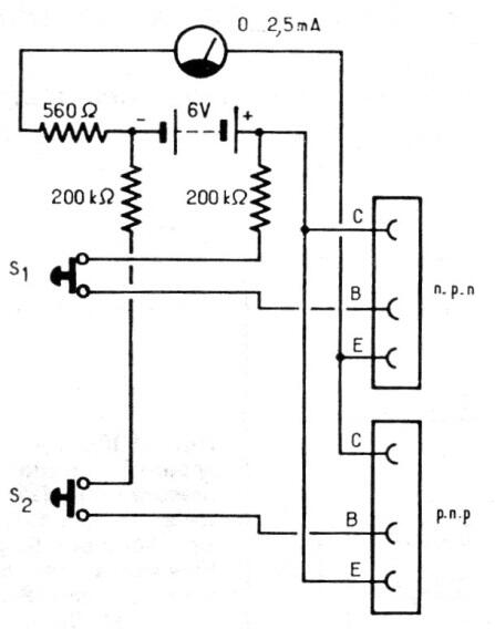 Probador simple de transistores I
Probador simple de transistores I