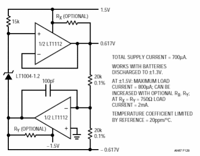 Referencia de doble tensión LT1112
Referencia de doble tensión LT1112
