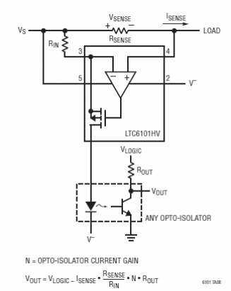 Sensor de corriente con aislador óptico
Sensor de corriente con aislador óptico